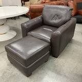 Custom Leather Creations Deep Chair with Ottoman