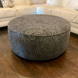 Round Blue Paisley Ottoman