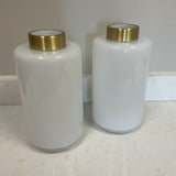 Pair of White & Gold Diamond Star Vases