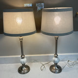 Pair of Marble Sphere Lamps