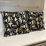 Pair of Navy Swirl Pillows w/Navy Back